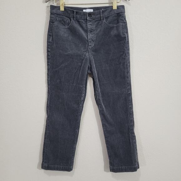 Loft Corduroy Pants Womens Size 10 Petite Gray Cropped Fall Winter Casual - Picture 1 of 11